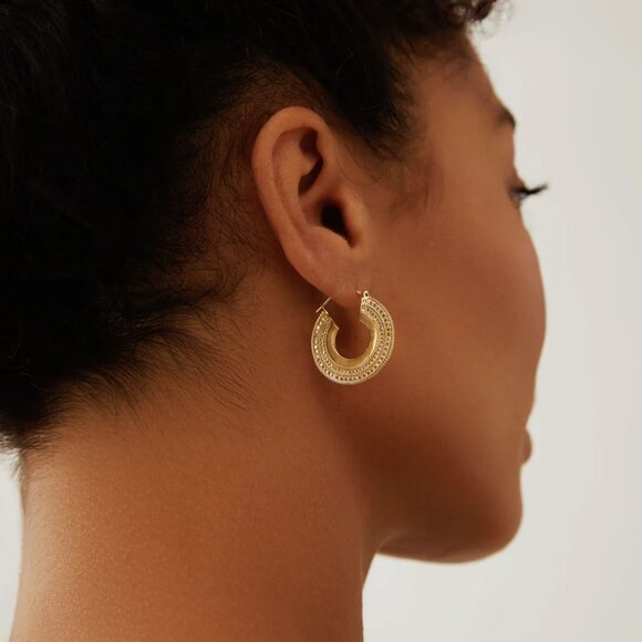 ANNA BECK Medium Smooth and Dotted Hoop Earrings - NIB - Picture 6 of 15